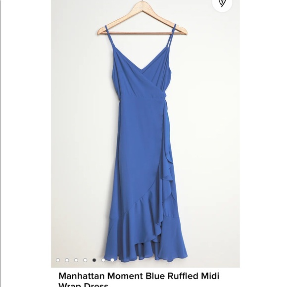Blue wrap midi Lulus dress - Picture 3 of 5